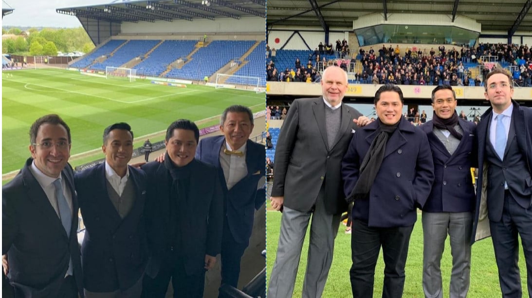 Anindya Bakrie dan Erick Thohir bersama para pemegam saham Oxford United.