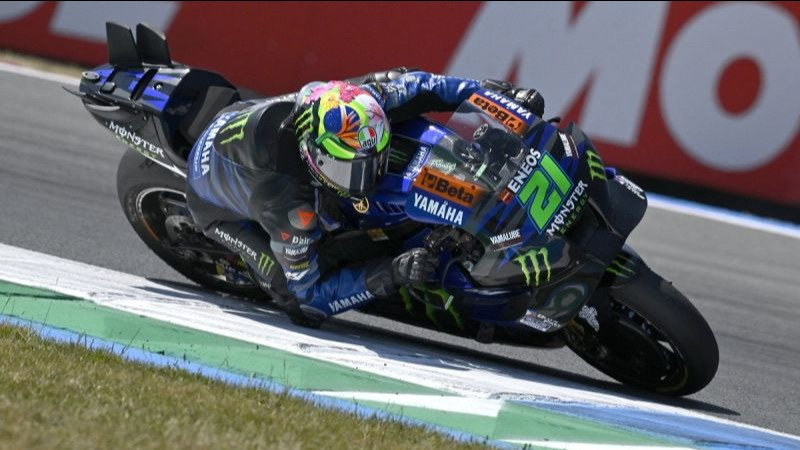 Pembalap Italia, Franco Morbidelli bersama tim Monster Energy Yamaha beraksi di MotoGP Belanda.