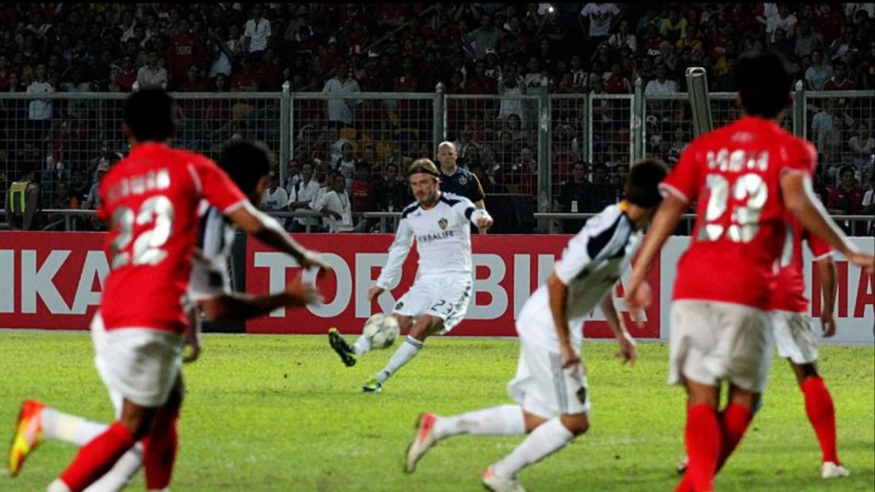 David Beckham di Pertandingan Timnas Selection VS LA Galaxy