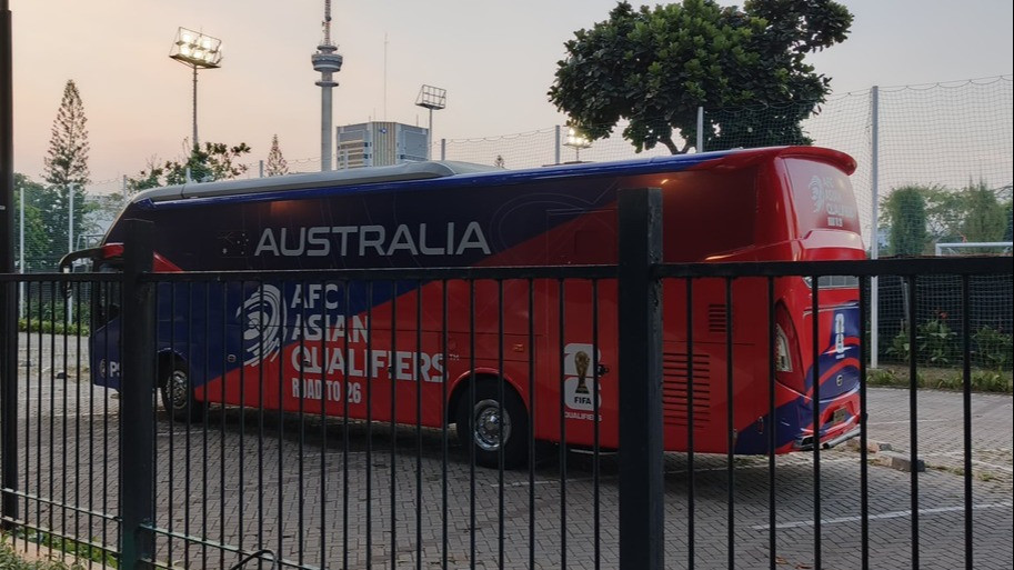 Bus Australia dalam latihan jelang hadapi Timnas Indonesia