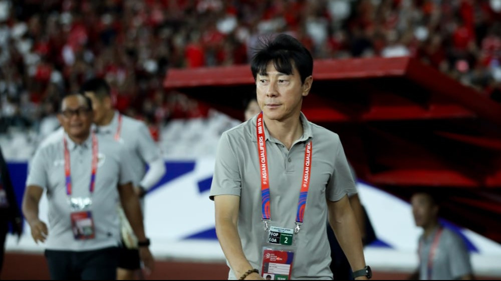 Pelatih Timnas Indonesia, Shin Tae-yong di Laga Kontra Australia