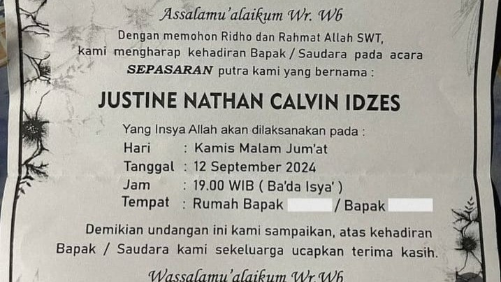 Seorang ayah memberi nama anaknya bernama Justin Nathan Calvin Idzes