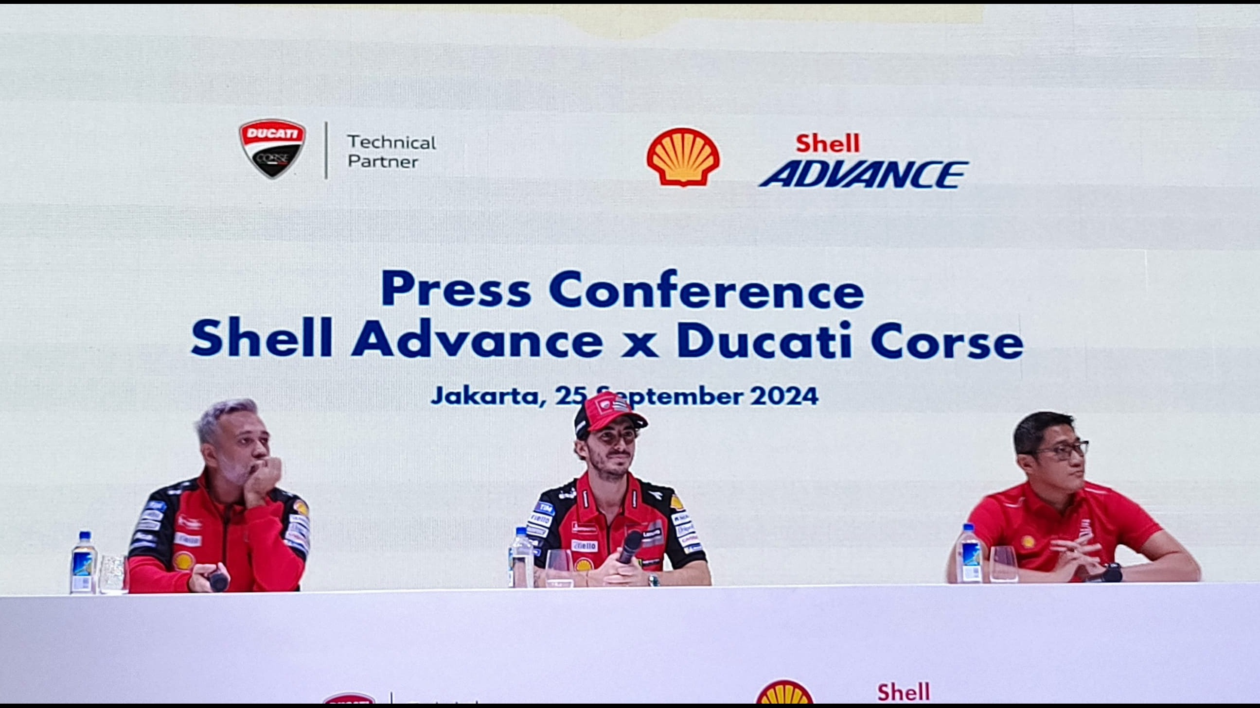 Francesco Bagnaia saat hadiri Conference Shell Advance x Ducati Corse