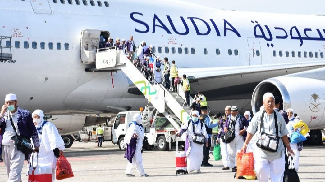 Dok. Jemaah Haji Indonesia saat Turun dari Pesawat Saudi Airlines