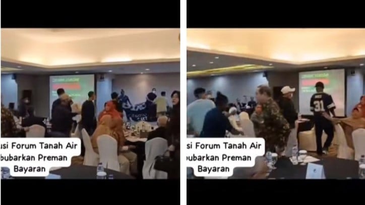 Kolase acara diskusi diaspora yang dihadiri Din Syamsudin dan Refly Harun Dibubarkan