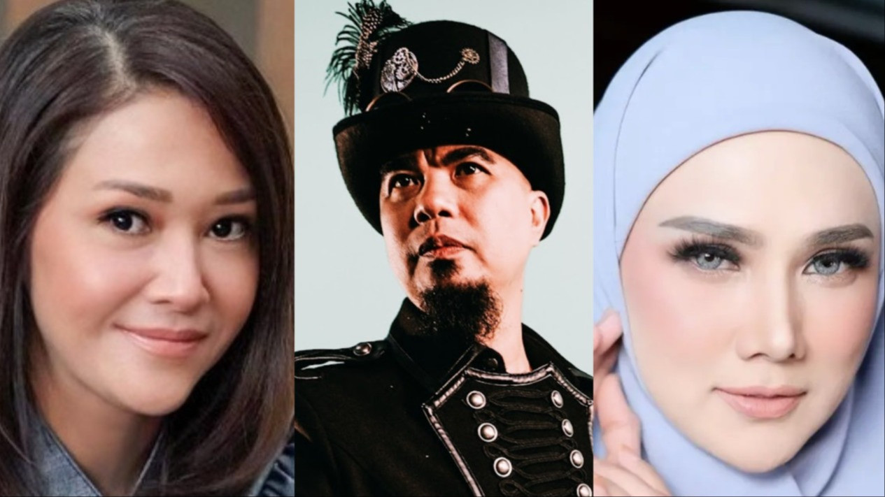 Kolase foto dari Maia Estianty,Ahmad Dhani dan Mulan Jameela