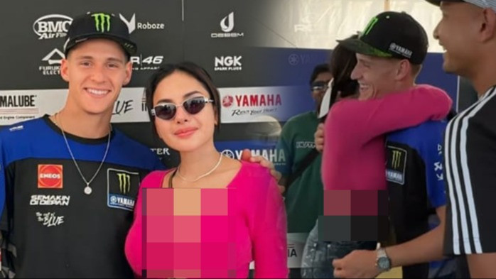 Nikita Mirzani berfoto bersama pembalap Moto GP, Fabio Quartararo