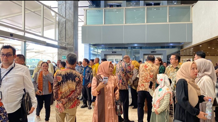 Suasana pelantikan calon anggota DPR, DPD, MPR periode 2024-2029 di Gedung DPR, Jakarta Pusat, Selasa (1/10/2024).