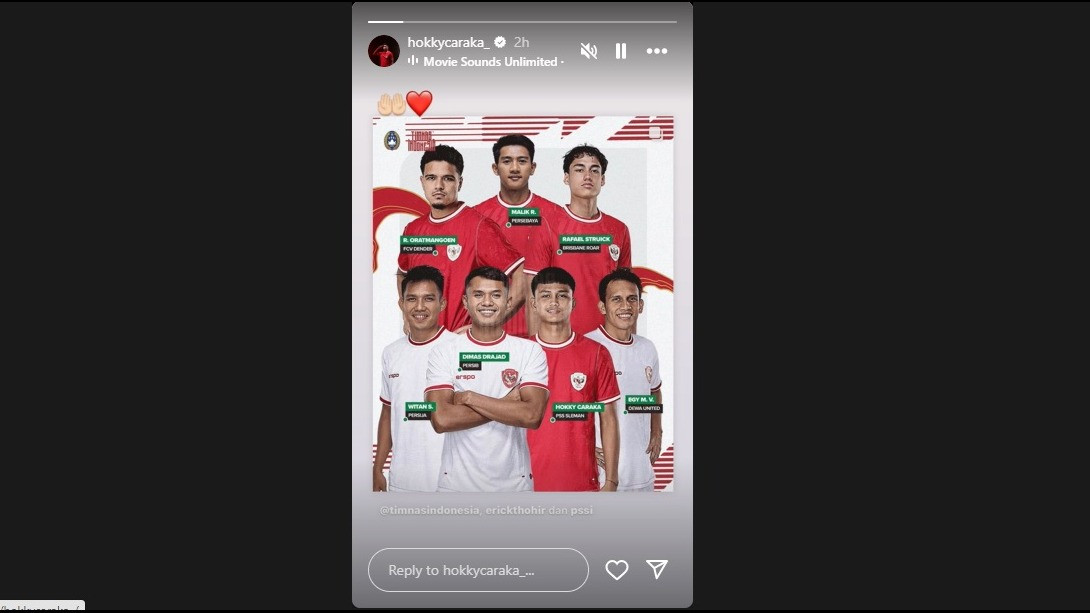 Unggahan Hokky Caraka setelah dipanggil Timnas Indonesia untuk lawan Bahrain dan China