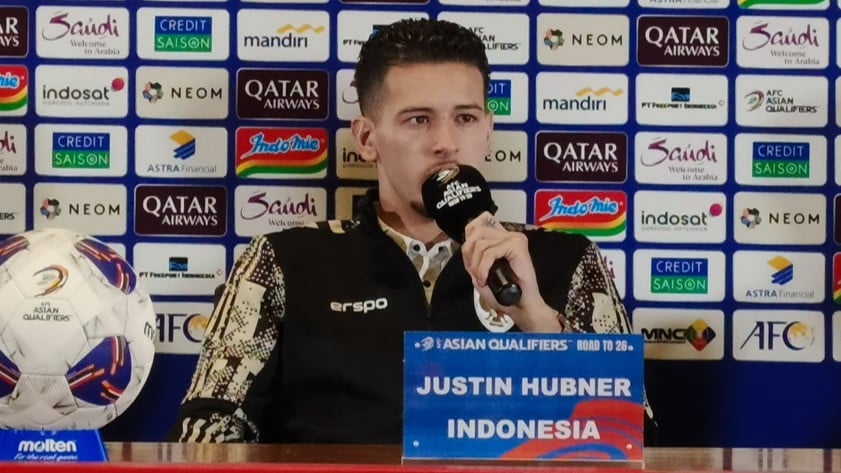 Pemain Timnas Indonesia Justin Hubner akan absen di laga kontra Bahrain dan China