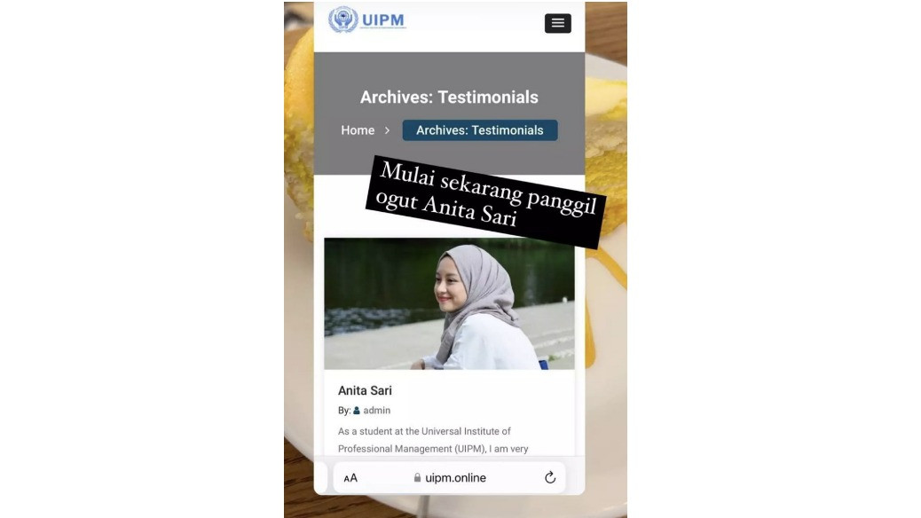 Tangkapan layar Instagram story akun Gita Savitri menyindir UIPM