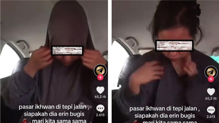 Kolase potongan video syur Erin Bugis dalam Mobil Brio