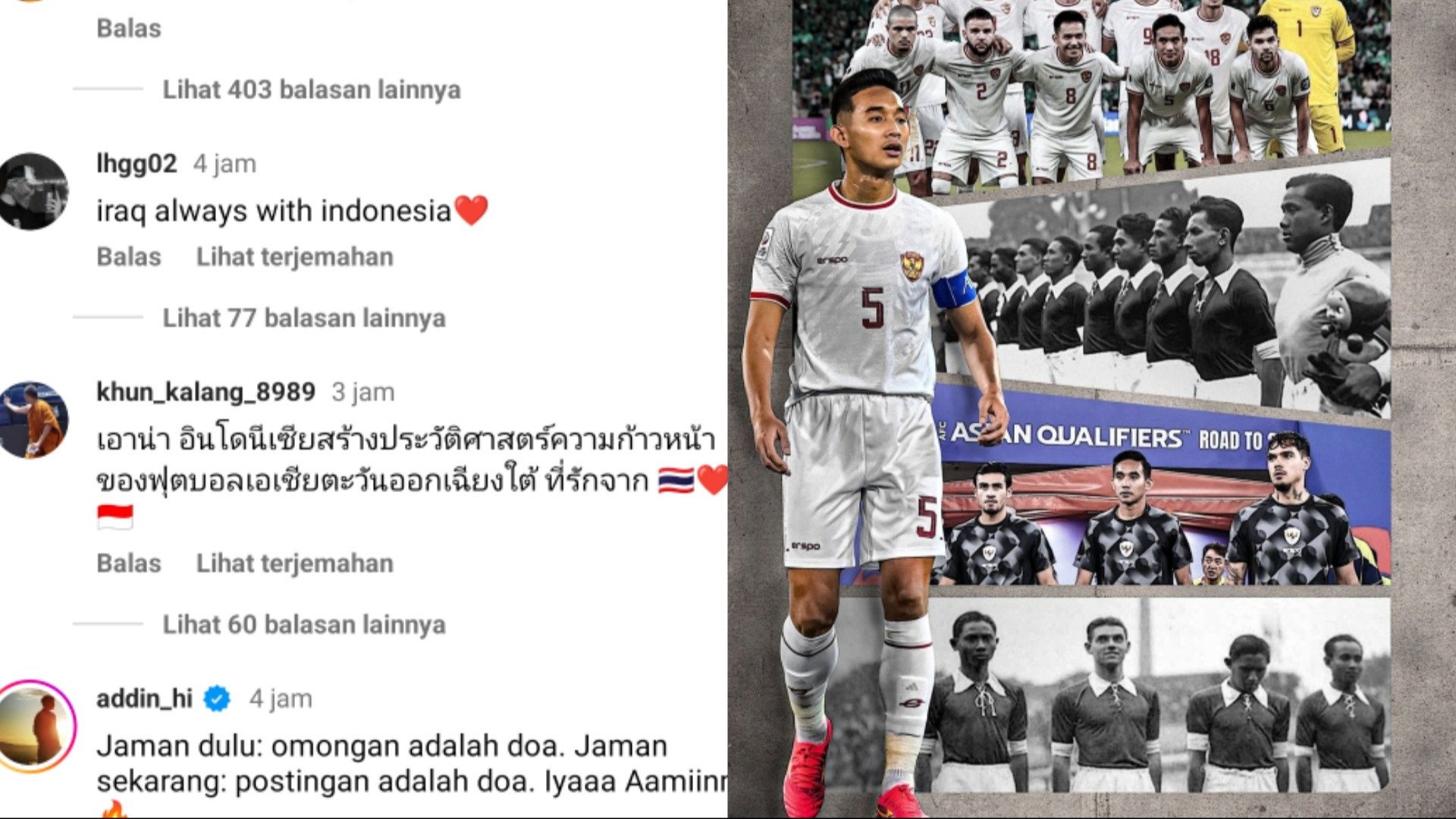 Suporter Thailand hingga Irak Dukung Timnas Indonesia Lolos ke Piala Dunia 2026