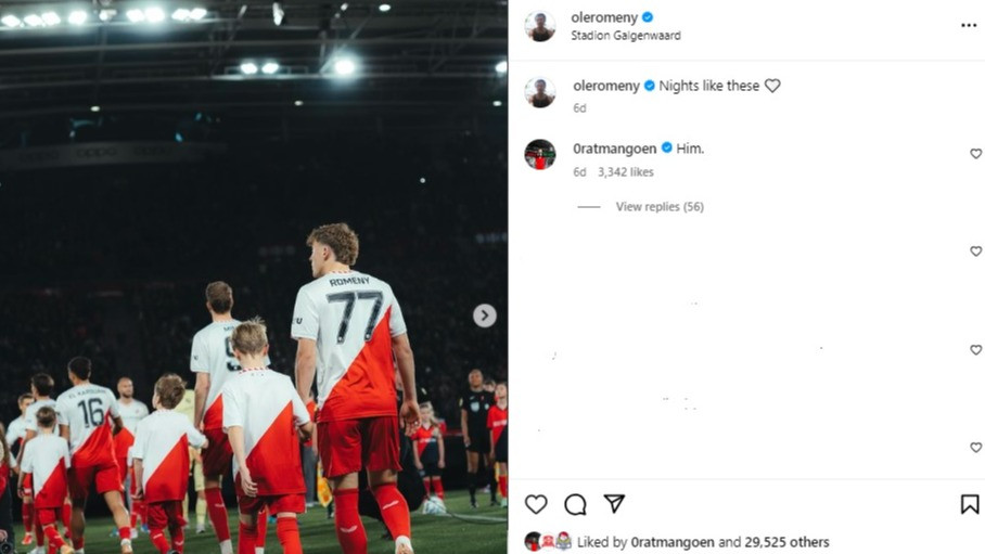 Komentar Ragnar Oratmangoen di Instagram Ole Romeny