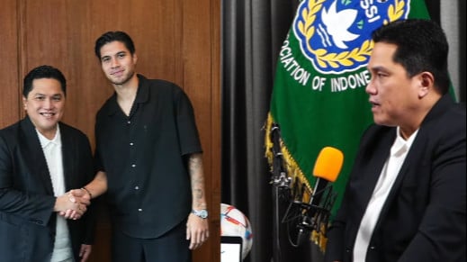 kolase Erick Thohir dan Kevin Diks