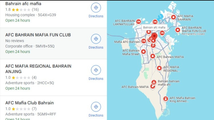 Google Maps negara Bahrain berubah nama menjadi AFC Mafia