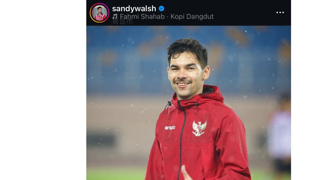 Unggahan Instagram pemain Timnas Indonesia Sandy Walsh