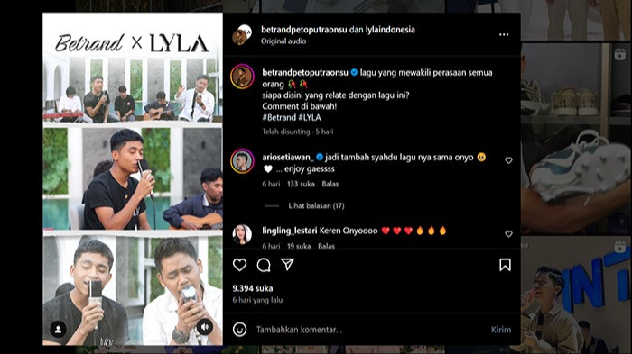 Ungghan di laman media sosial Betrand Peto