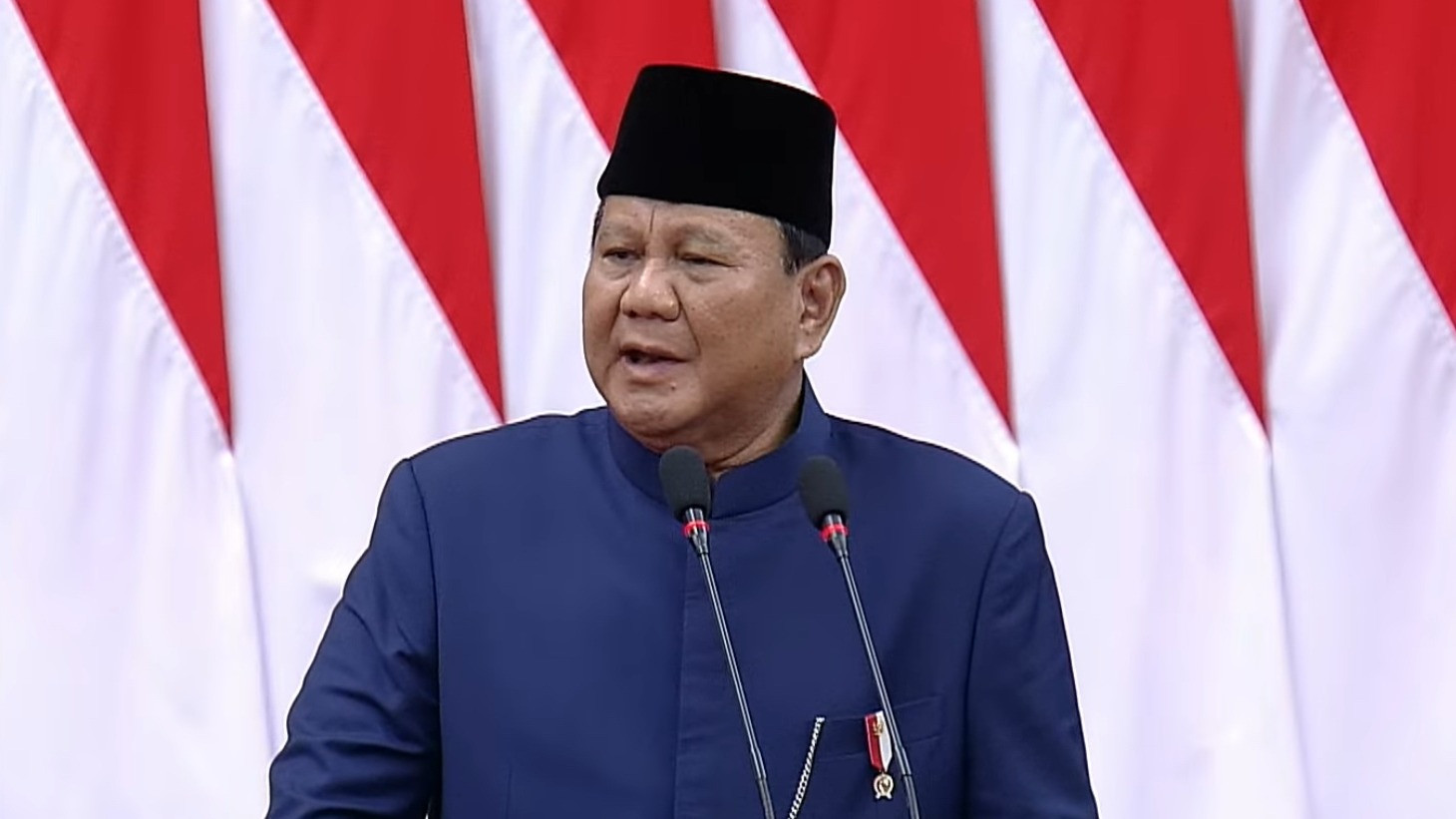 Presiden RI, Prabowo Subianto saat menyampaikan pidato perdananya.