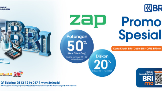 Promo Spesial ZAP untuk pemilik Kartu Kredit BRI.