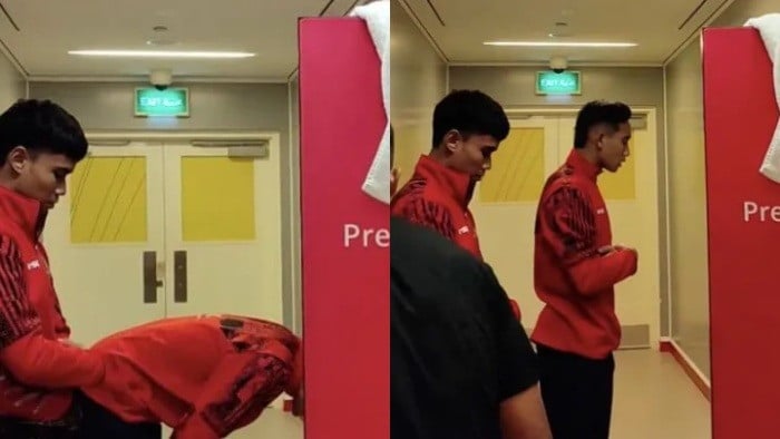 Potret pemain Timnas Indonesia, Rizky Ridho menjadi imam shalat berjamaah saat di skuad Garuda U-23