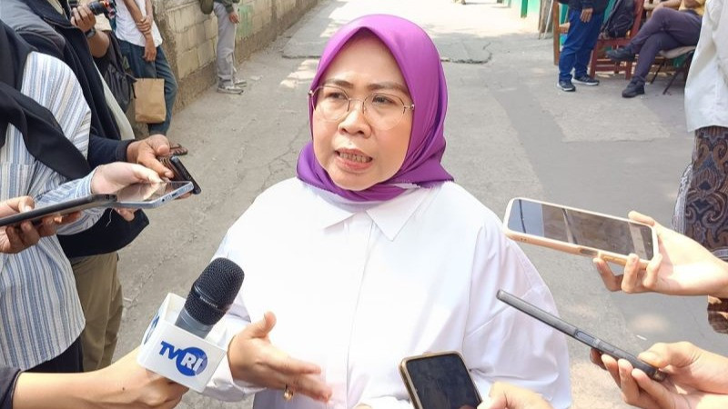 Ketua Umum DPP Perempuan Bangsa Siti Mukaromah usai hadiri peringatan Hari Santri Nasional 2024 di Kota Bekasi