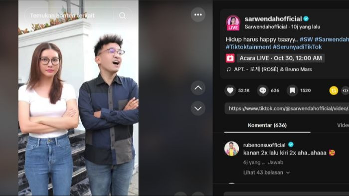 Ruben Onsu mengomentari video unggahan Sarwendah