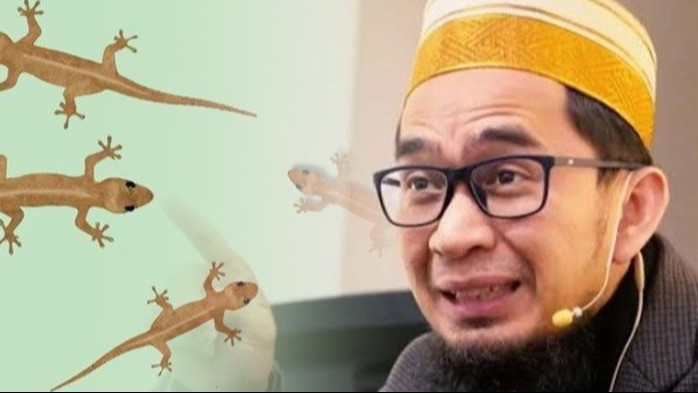 Kolase Ustaz Adi Hidayat dan cicak