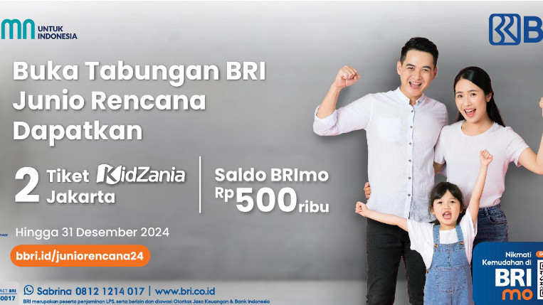 Dapatkan hadiah menarik dengan membuka Tabungan BRI Junio Rencana.