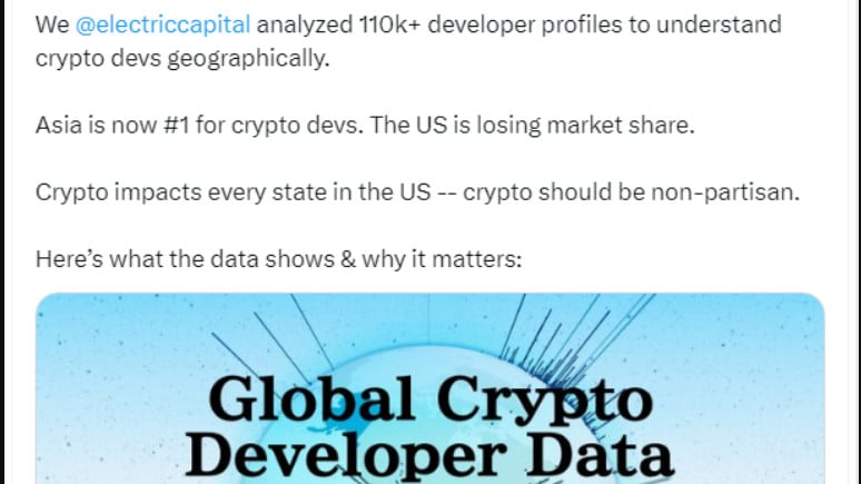 Geser Posisi Amerika, Asia Jadi Wilayah dengan Jumlah Pengembang Kripto Terbanyak di Dunia