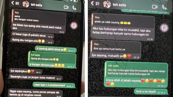 Bukti chat mesra dan tak senonoh Bimo Aryo Tejo dan selingkuhannya Maela Asila