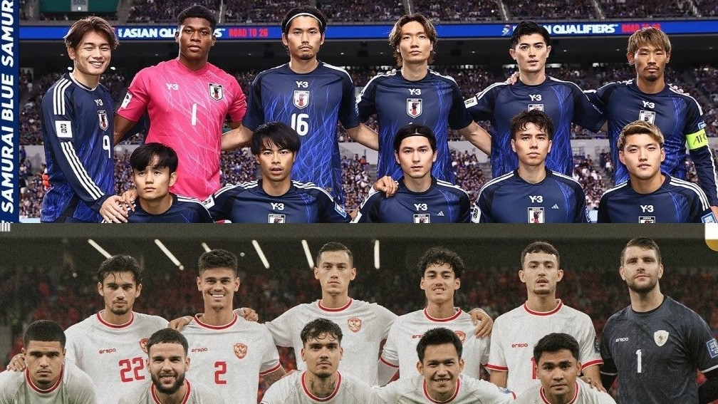 Timnas Indonesia dan Timnas Jepang.