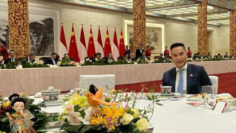 Ketum Kadin Indonesia Anindya Bakrie saat State Dinner bersama Presiden Prabowo dan para pejabat di Aula Emas, Balai Agung Rakyat, Beijing, China, Sabtu (9/11/2024) malam.