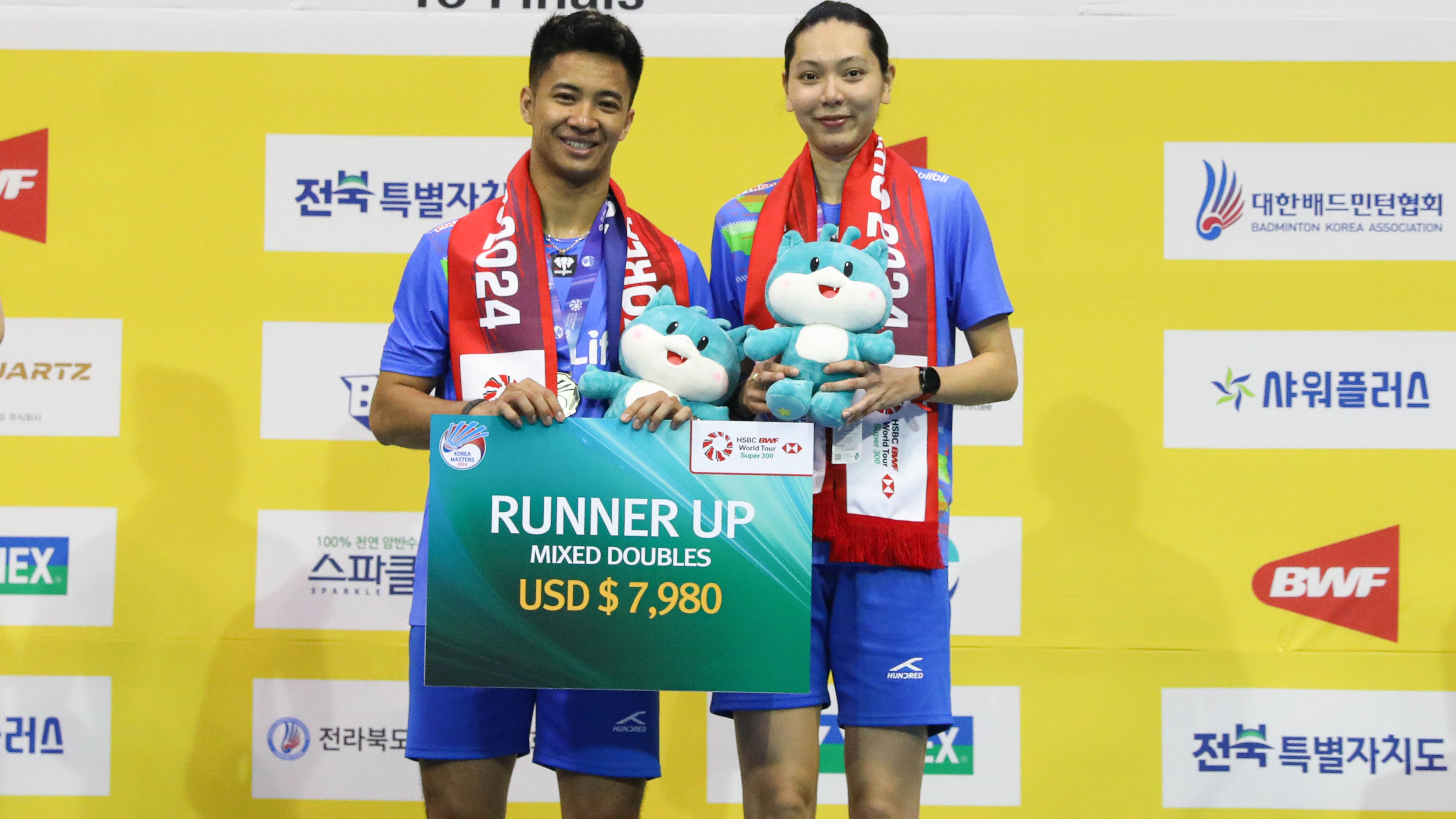 Ganda campuran Indonesia, Dejan Ferdinansyah/Gloria Emanuelle Widjaja jadi runner-up di Korea Masters 2024.