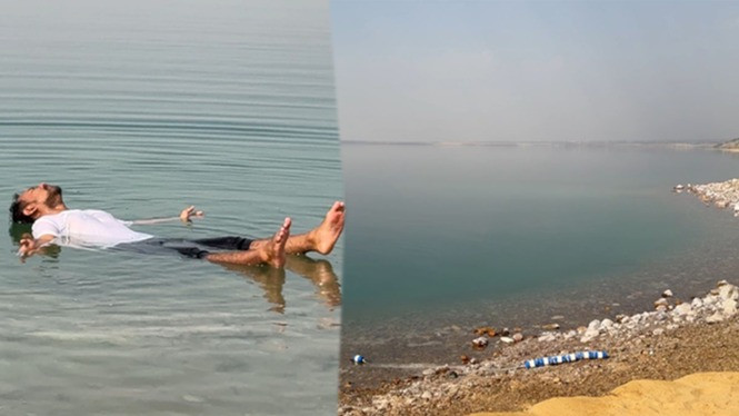 Kandungan garam yang tinggi membuat orang yang berenang di Laut Mati mengapung dengan mudah.