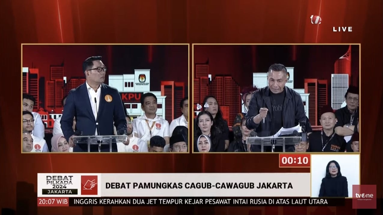 Debat pamungkas Pilgub Jakarta 2024 di Hotel Sultan, Jakarta Pusat pada Minggu (17/11/2024) malam