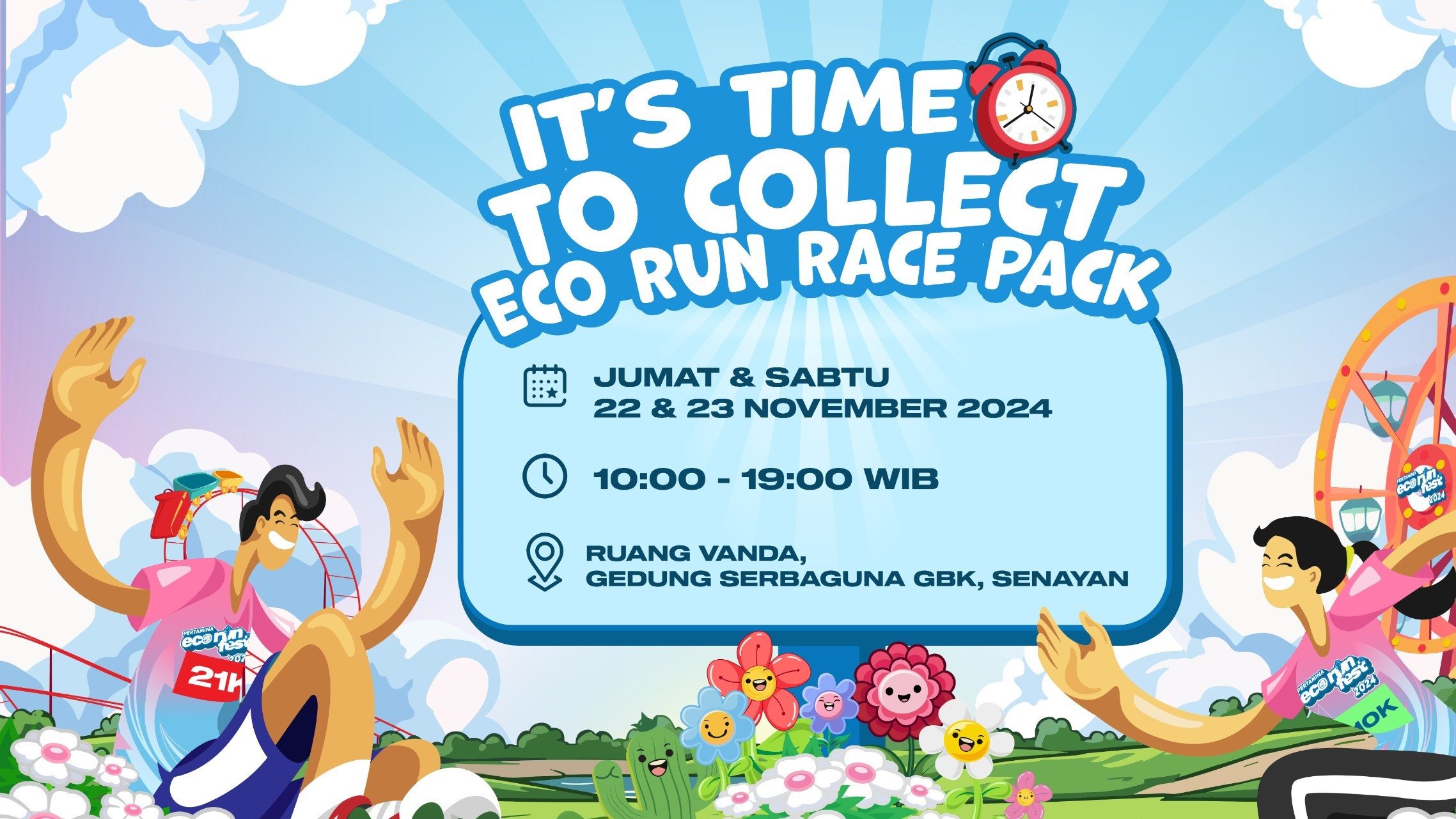 Pertamina Eco RunFest 2024 ajang olahraga lari pertama di Indonesia dengan konsep karbon netral akan segera digelar di kawasan Istora Gelora Bung Karno (GBK) di Jakarta.