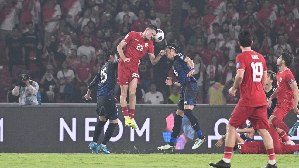 Timnas Indonesia saat menghadapi Jepang