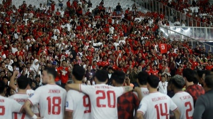 Para Pemain Timnas Indonesia usai laga melawan Arab Saudi di Stadion Utama Gelora Bung Karno (SUGBK), Jakarta, Selasa (19/11).