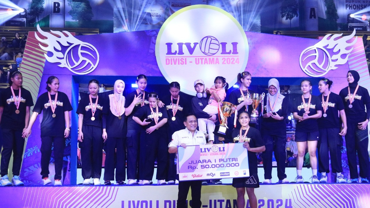 Tim Petrokimia Gresik jadi Juara Livoli Divisi Utama 2024.