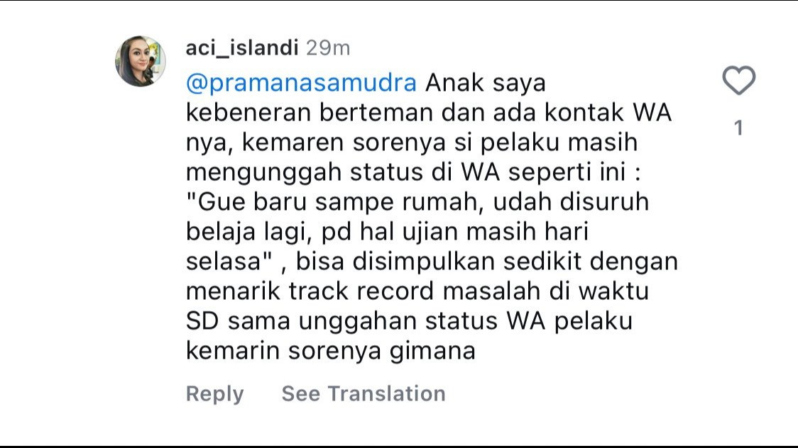 Komentar netizen mengenai unggahan terakhir status WA pelaku pembunuhan ayah dan nenek di Lebak Bulus, Jakarta Selatan.