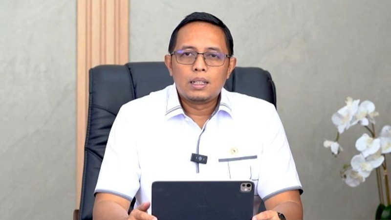 Kepala Kantor Komunikasi Kepresidenan Hasan Nasbi saat menyampaikan keterangan pers kepada wartawan melalui tayangan video di Jakarta, Senin (4/11/2024).