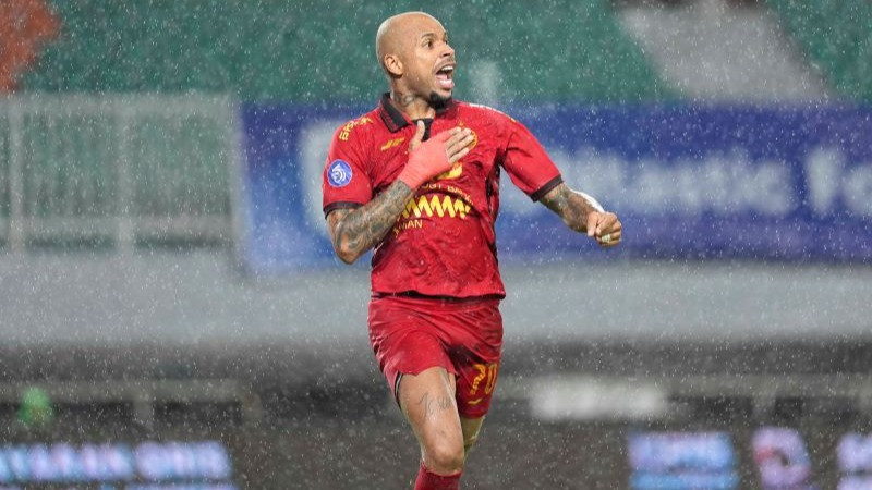 Gustavo Almeida mencetak gol di laga Persija Jakarta vs Borneo FC