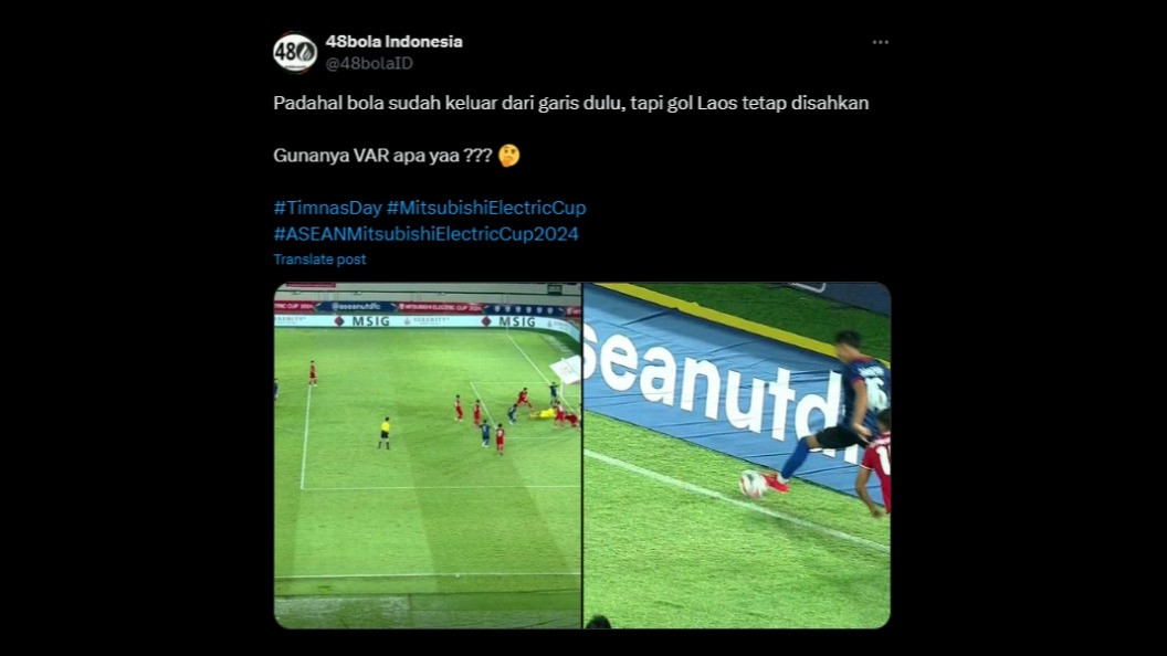 Komentar netizen Indonesia terhadap gol ketika Laos dalam laga tandang melawan Indonesia, Kamis (12/12/2024).