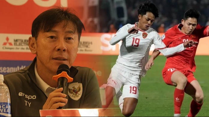 Shin Tae-yong pada konferensi pers jelang laga Timnas Indonesia vs Vietnam