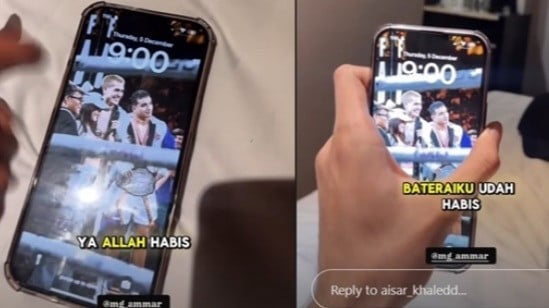 Unggahan story instagram Aisar Khaled yang pamer foto Fuji jadi wallpaper Hp miliiknya