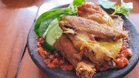 Ilustrasi protein darat, ayam goreng