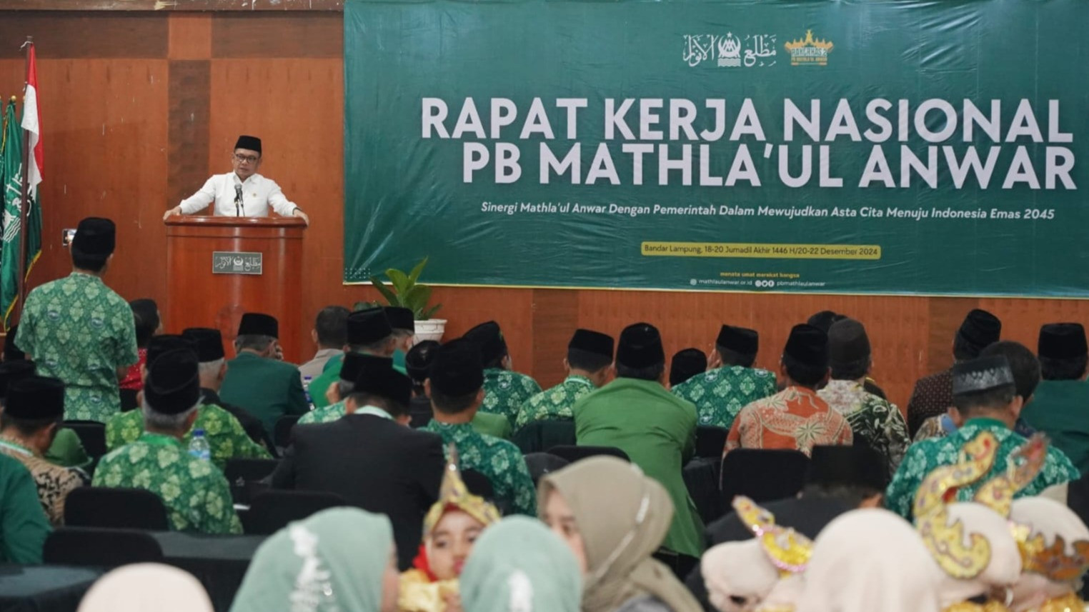 Gubernur Lembaga Ketahanan Nasional (Lemhannas) RI Tubagus Ace Hasan Syadzily membuka Rakernas II Mathla ul Anwar di Bandar Lampung