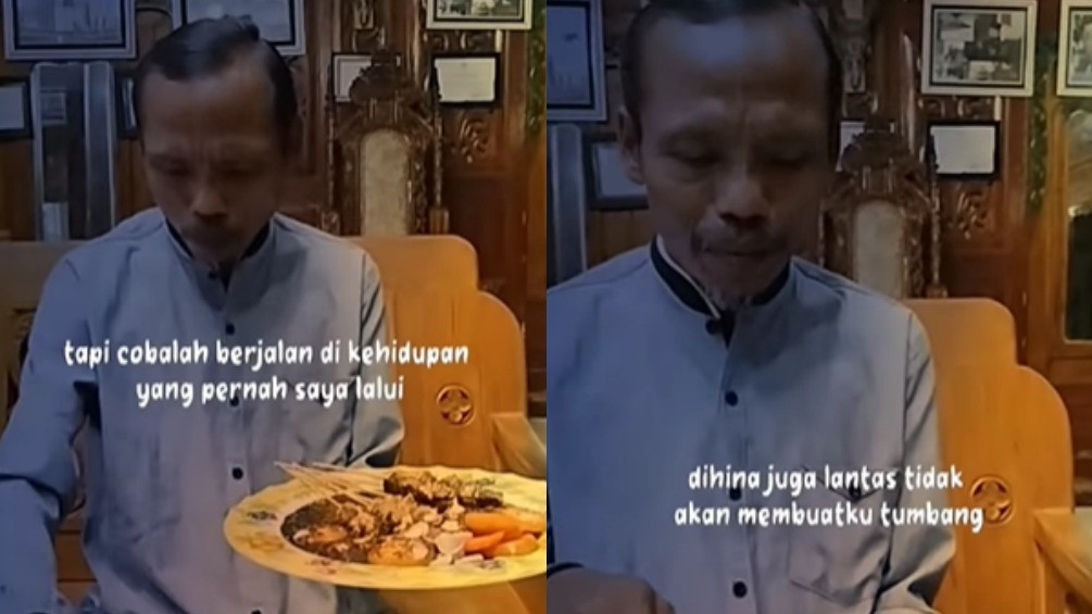 Sumanto dalam konten mukbang sate kambing yang diunggah ke Instagram miliknya.