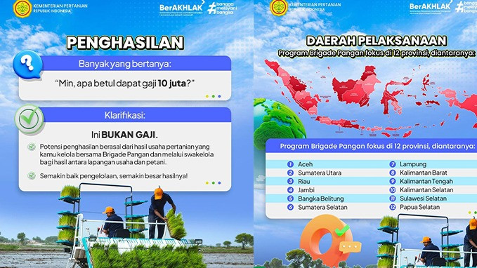 Baca dengan seksama mengenai Program Brigade Pangan dan Pendaftaran Petani Milenial dari Kementerian Pertanian.